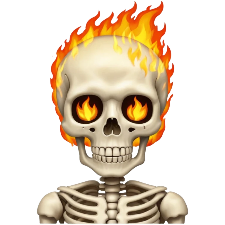 A skeleton with fire and shocked face emoji