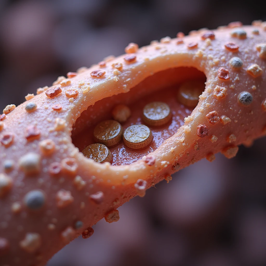 hyperrealistic and anatomical 4K visualization of fatty acid transport through mitochondrial membrane, with details of fatty acids, carnitine, and cellular structures emoji