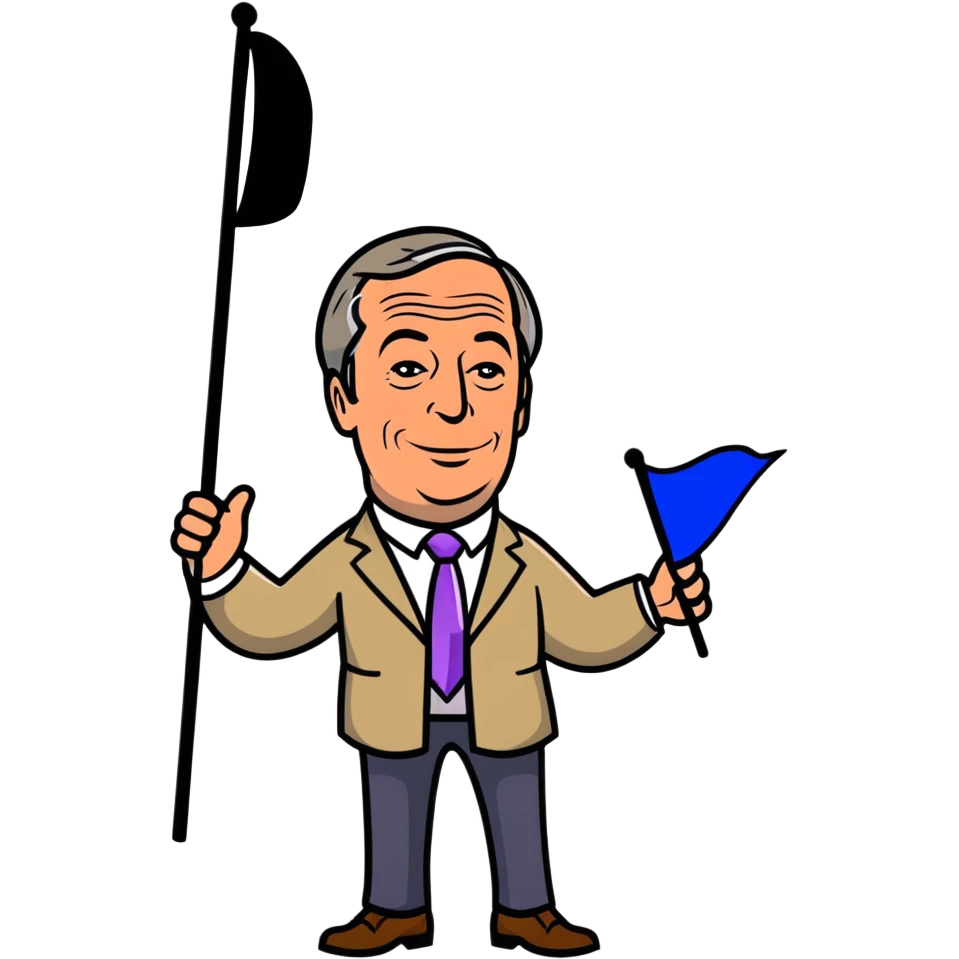 Nigel Farage waving a flag emoji