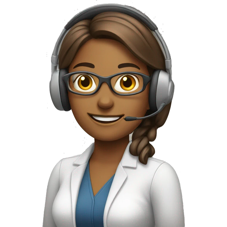 female wearing customer service headset friendly smile emoji