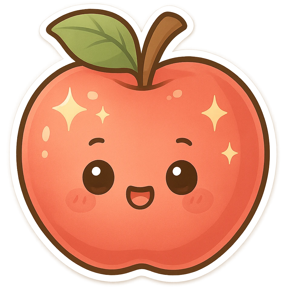 Sparkling Q-version sticker apple, cute and exaggerated emoji