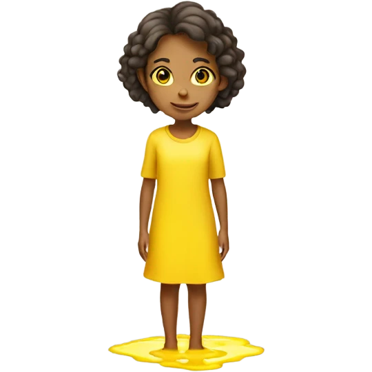 Girl standing in yellow puddle emoji