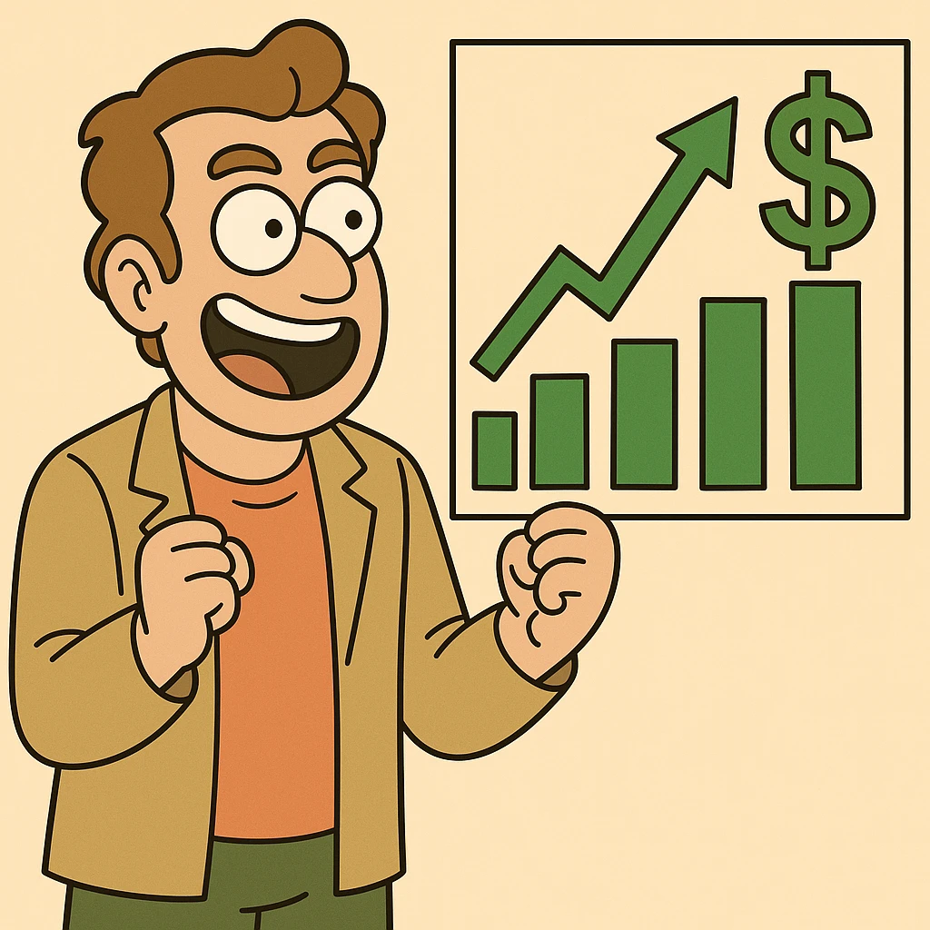Change the chart bars and arrow to green, keep the rest of the image the same emoji