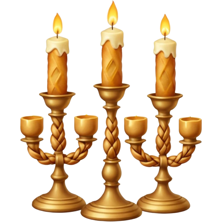 Shabbat two candles in candlesticks and hala bread  emoji