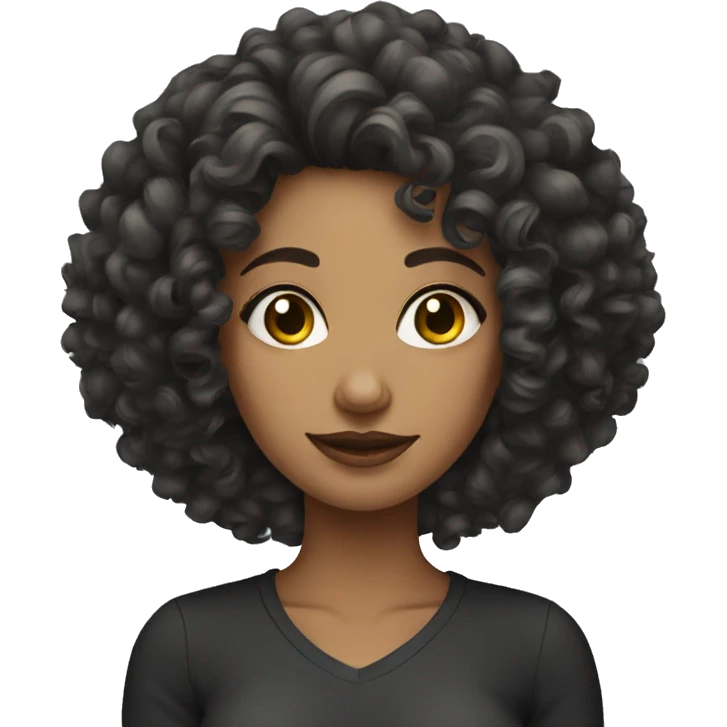 Curly hair woman with tattoos emoji
