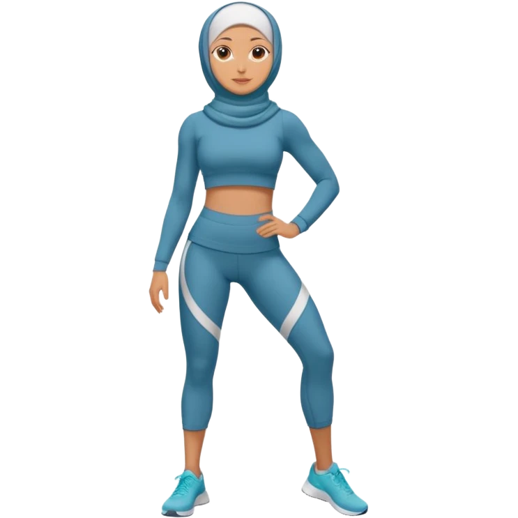 High resolution full body of a girl wearing a hijab and is a fitness trainer emoji