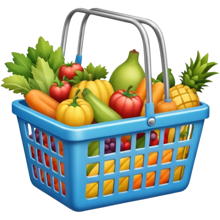 METAL SHOPPING BASKET WITH GROCCERIES IN IT emoji