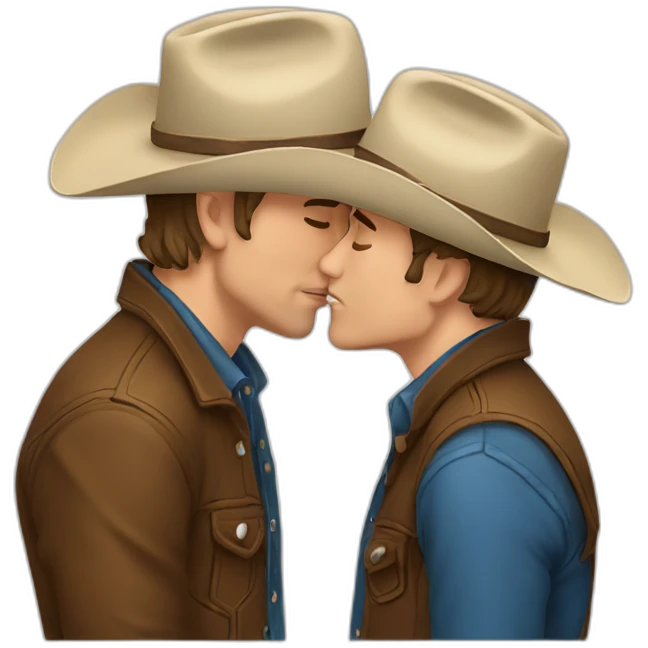 White male cowboys kissing emoji