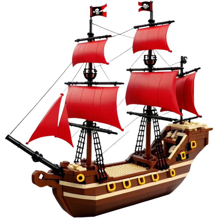 Pirate Ship (Toy) - Lego Pirate Ship (Model Year: 2021) (Iconic colour: Brown with red sails) emoji