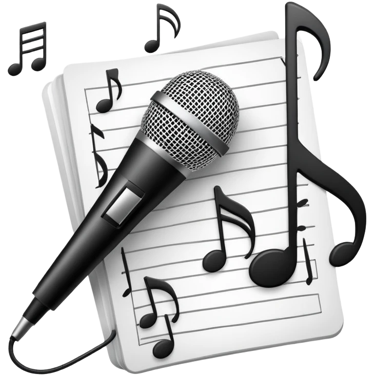R&B music songlist icon with microphone and musical notes emoji