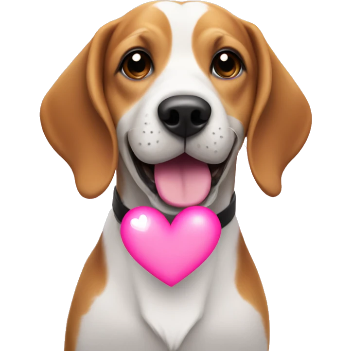 Happy beagle with pink hearts  emoji
