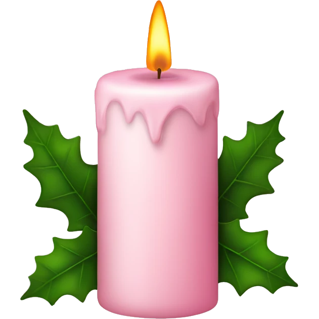 pale pink christmas candle with holly emoji