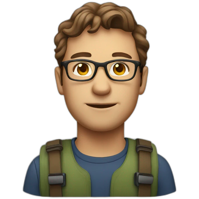guy with glasses, brown-haired ecologist emoji