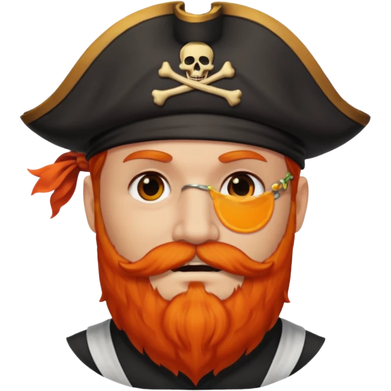 Pirata con un parche grande y negro sobre el ojo y con barba anaranjado emoji