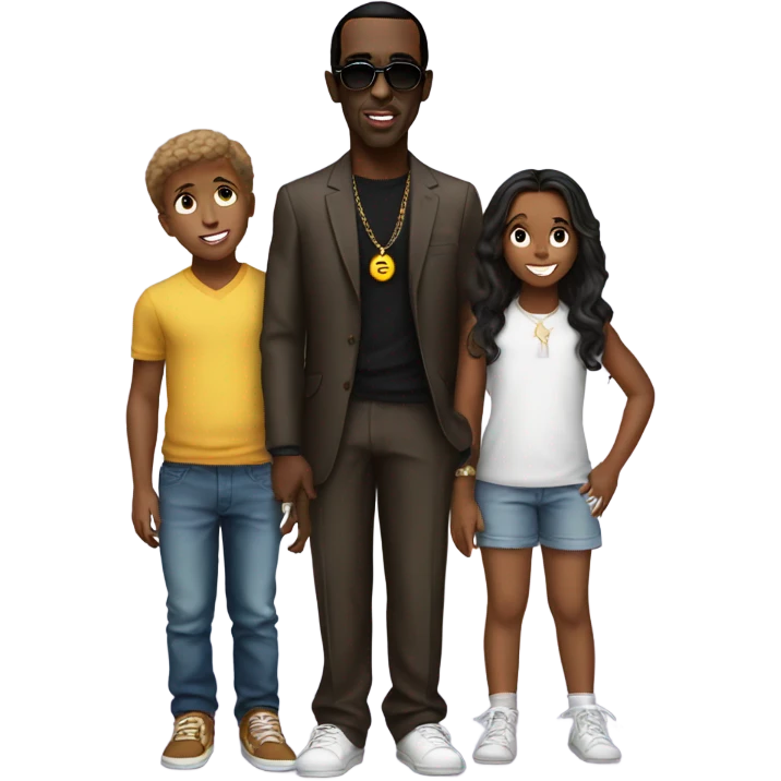 P Diddy standing beside kids emoji