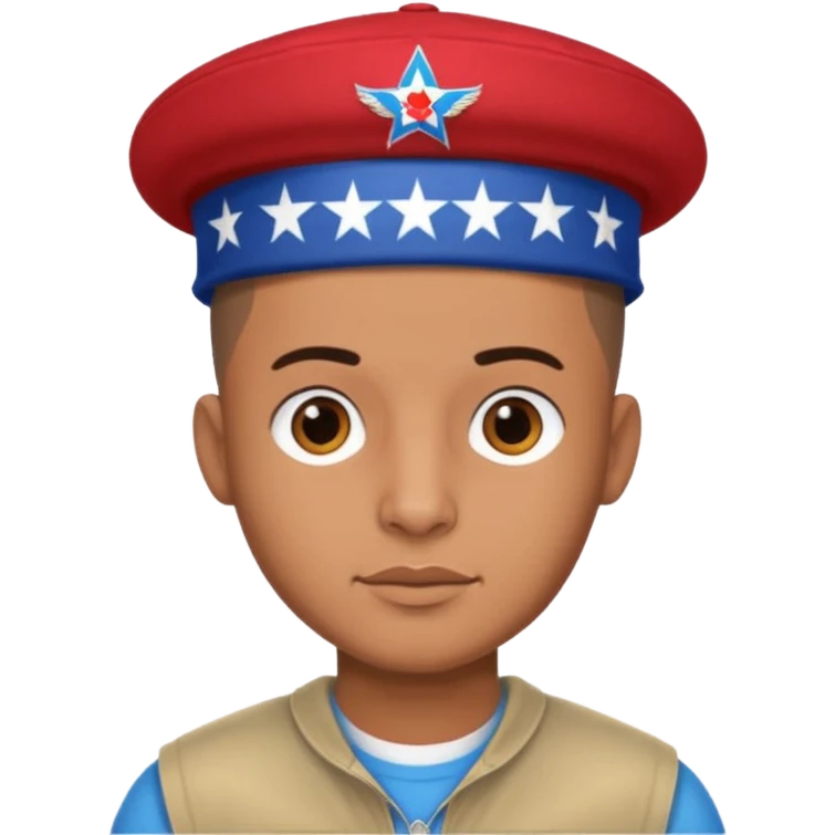 brown skin latino male with buzz cut wearing a wbc puerto rico hat emoji