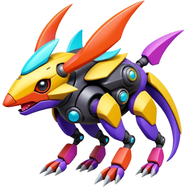  exotic colorful cyber-Protogen-Fakémon-Pokémon-Vernid-creature emoji
