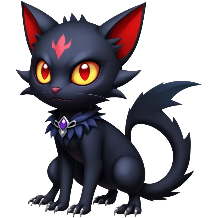 Vampiric feral futuristic gothic emo dark Litten-Noibat-Fakémon-hybrid-creature (full body) emoji