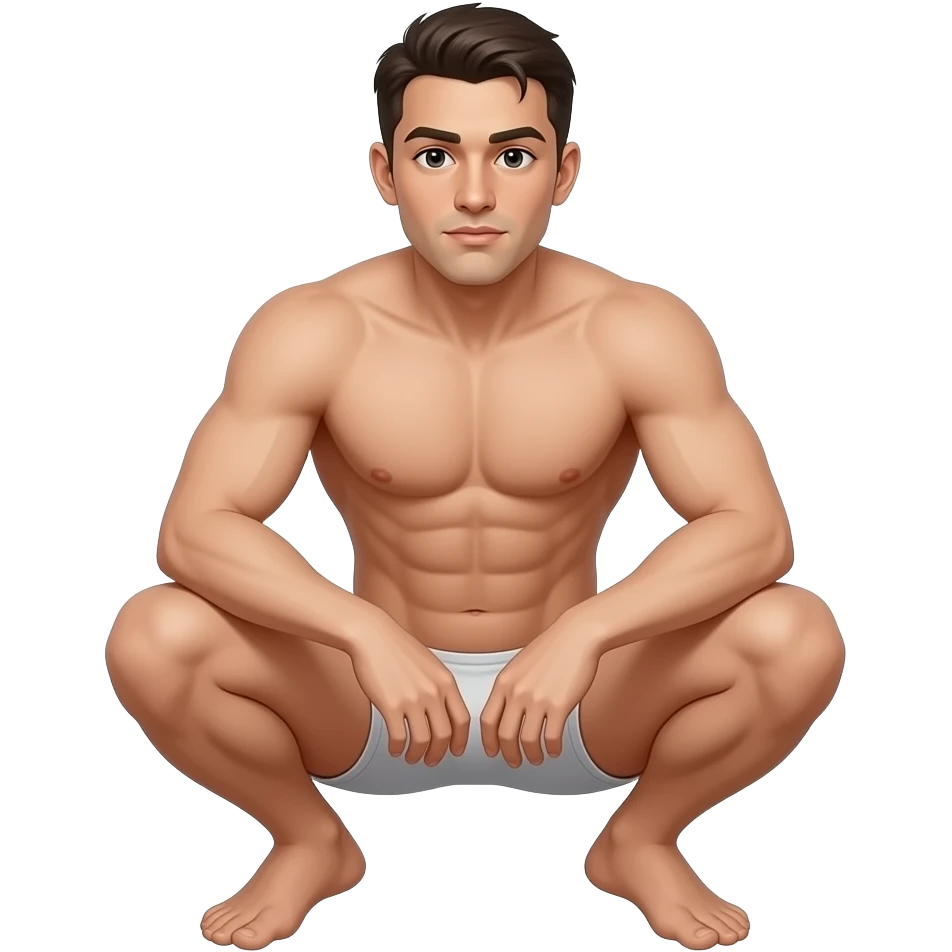Man complete Squatting naked full body emoji