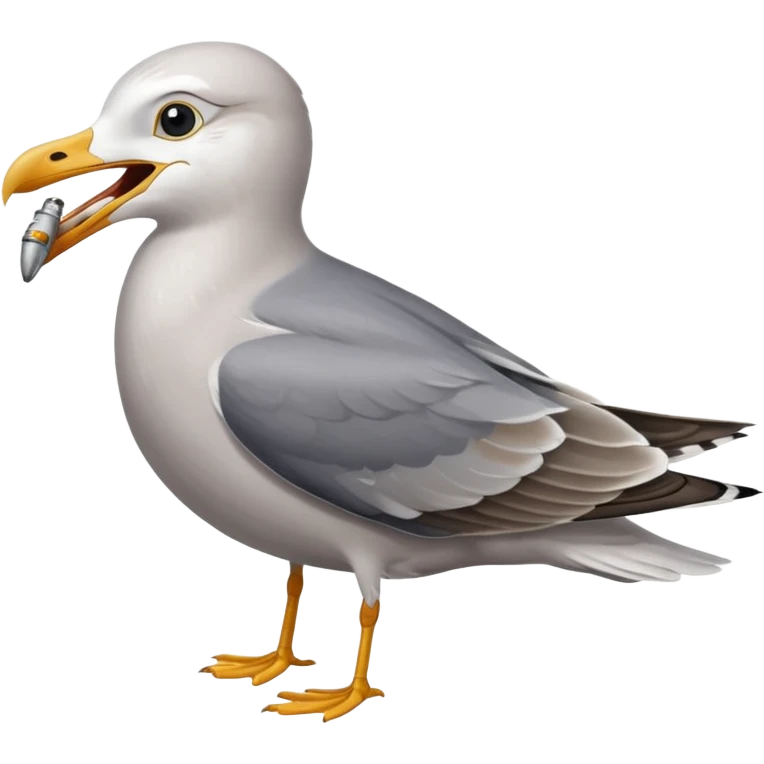 Seagull with sardine in its mouth emoji