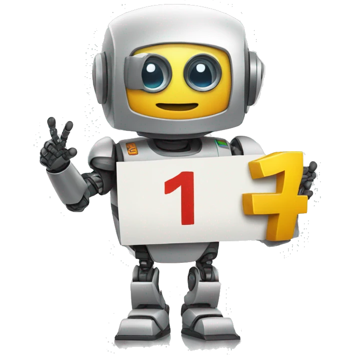 ROBO HOLDING A SIGN WRITTEN NUMBER ONE emoji