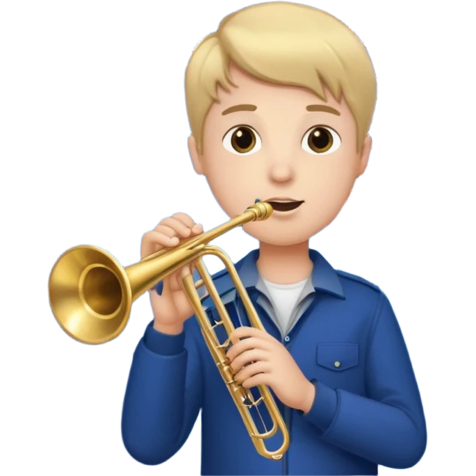 Boy holding trumpet with American flags and fireworks behind him emoji