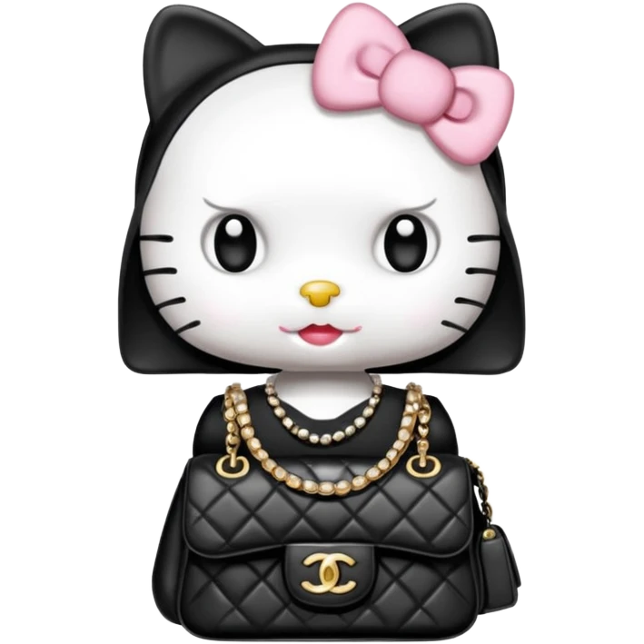 Hello Kitty wears in Chanel with a black bag Timeles emoji