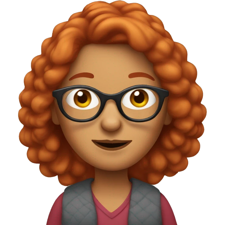 Grandma emoji, wearing cat-eye shaped rim glasses and long red hair emoji
