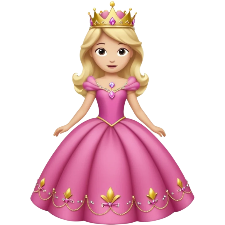 Princesa aurora Disney com vestido grande roda com uma tiara pequena e corpo inteiro, emoji