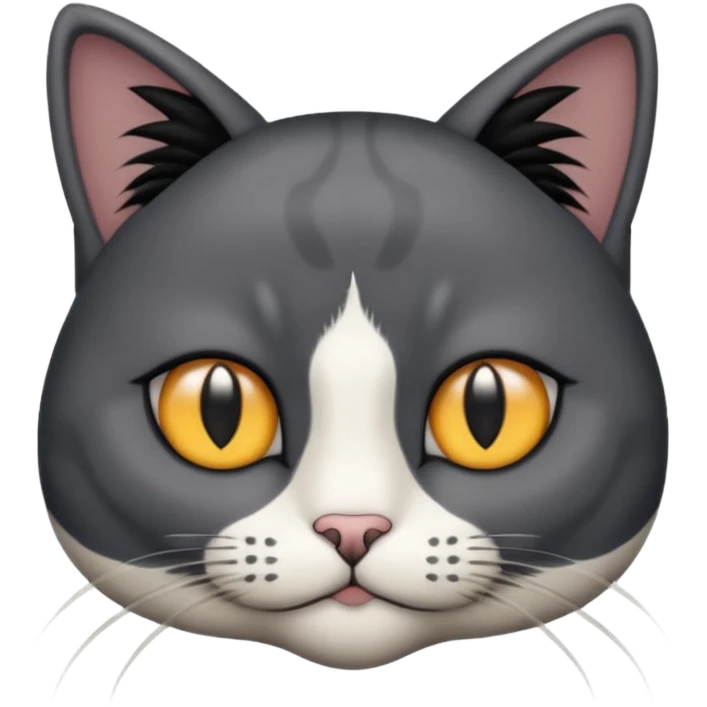 cat with centre-part black hair emoji