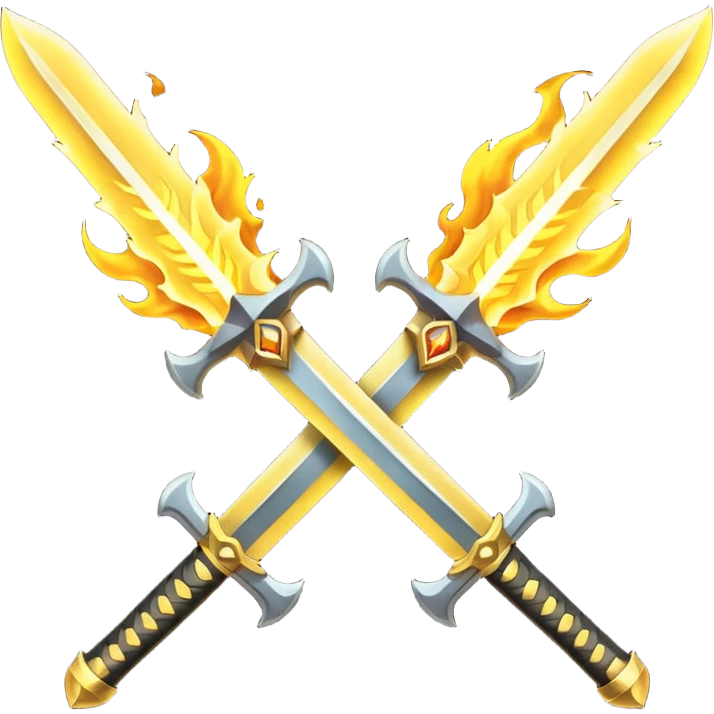 Fully yellow two swords crossed fiery emoji