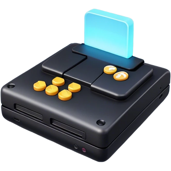 Clash of Clans aesthetic: Cinematic Playful PlayStation 3 Console Portrait Emoji, rendered in a 3D vector-style similar to standard emojis with minimal shading and bold, simplified shapes. A compact, distinct form with signature details, softly glowing with a cutting-edge console technology charm. Simplified yet unmistakably iconic, highly detailed and consistent, glowing with a soft radiance and high shine. Stylized with a touch of technological advancement and a soft glowing outline, capturing the essence of a beloved gaming relic with a friendly, playful manner! emoji