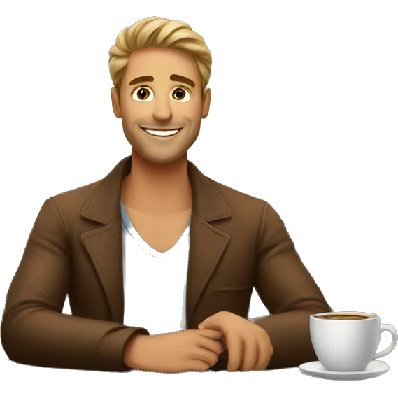 man sitting in caffe bar emoji