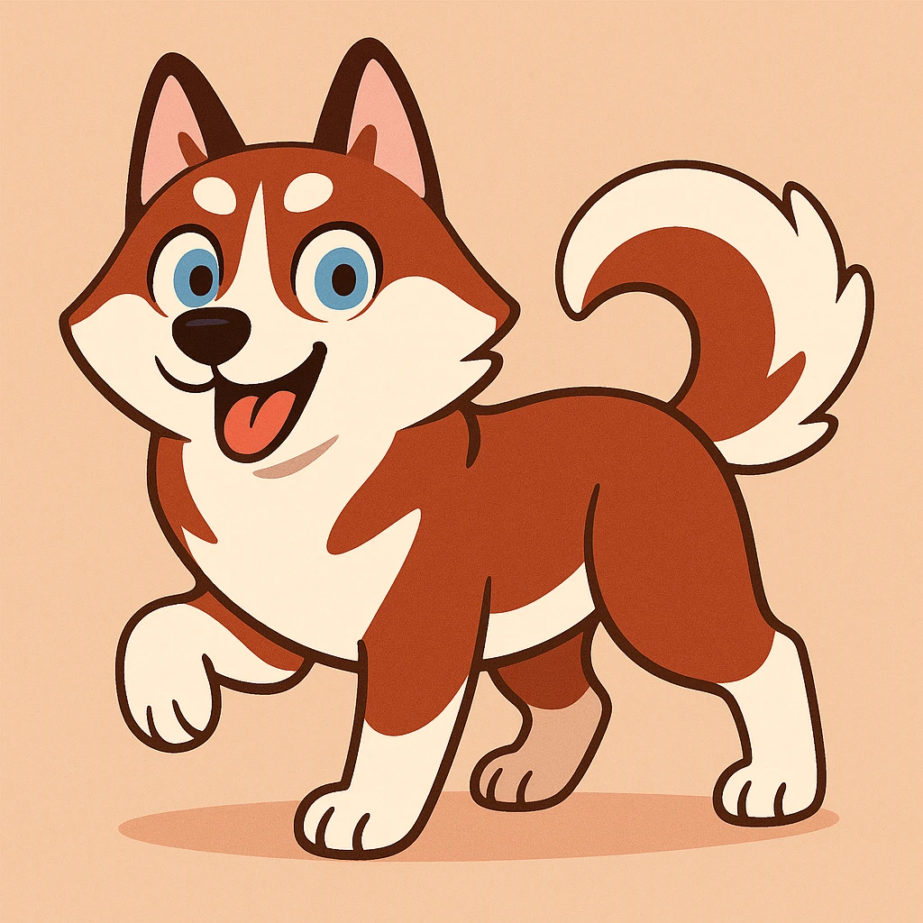 reddish brown siberian husky with blue eyes emoji