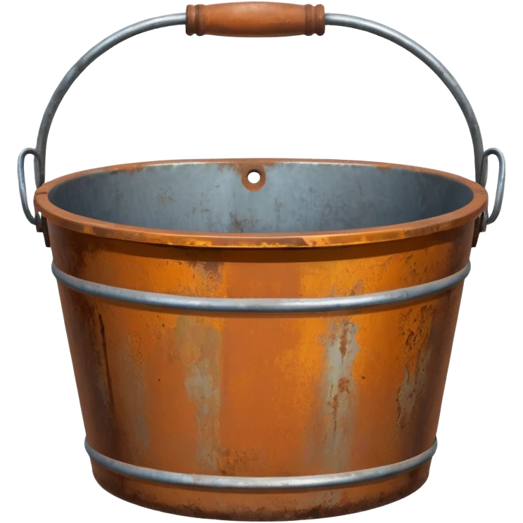 Rusty metal bucket with handle.




















 emoji