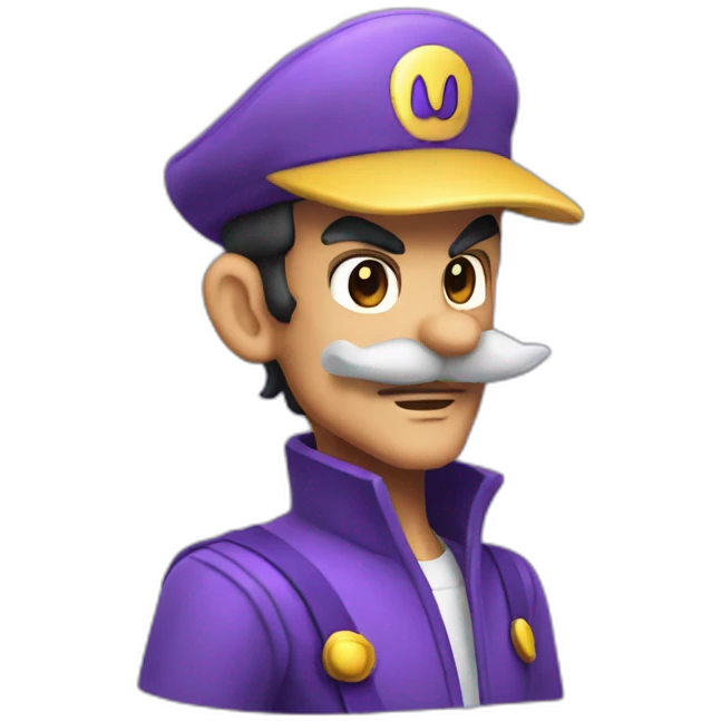 Waluigi with a white pointy hat emoji