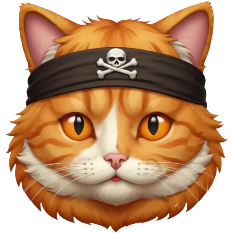 pirate cat with one closed eye with eyeband emoji