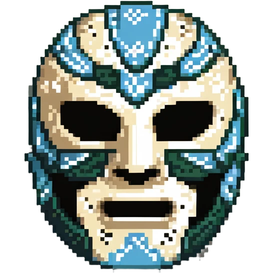 dark green, cream, and Carolina blue luchador mask emoji