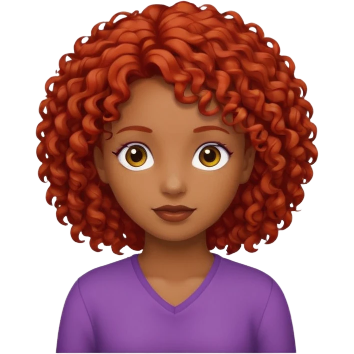 Una chica morena, rizada de pelo rojo emoji