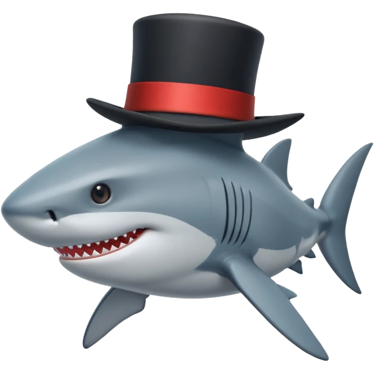 Shark with a top hat emoji