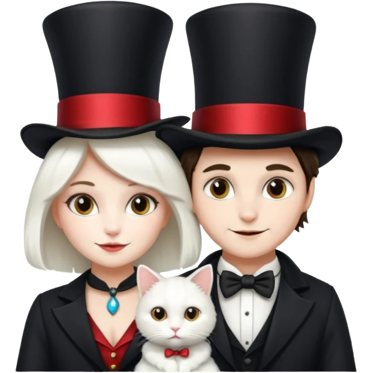 magician couple and their pet cat emoji