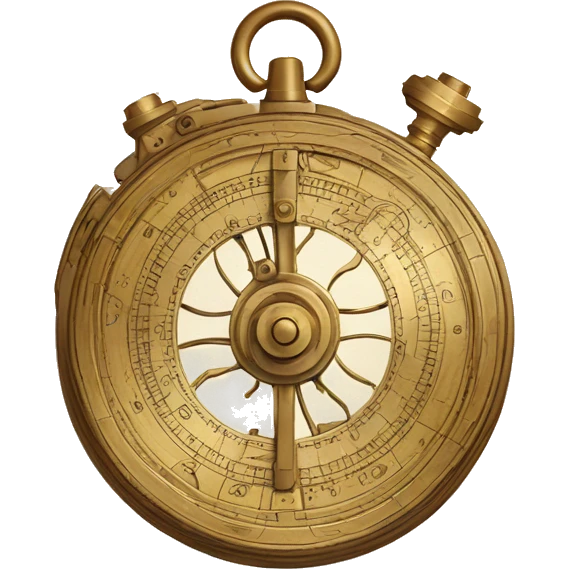 A detailed astrolabe with intricate engravings, emphasizing the blend of scientific tools and mechanical innovation. emoji