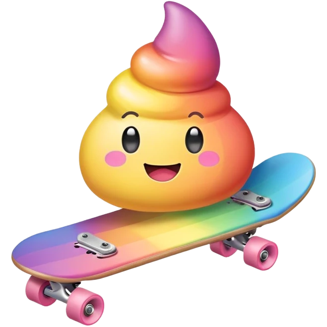  pastel rainbow kawaii Poop skateboarding  emoji
