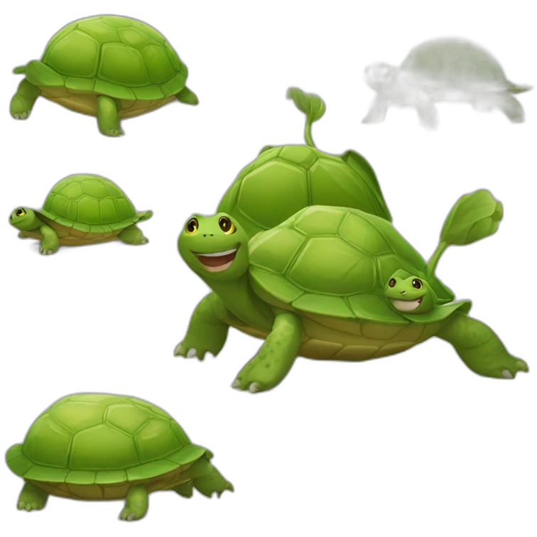 Un chat sur une tortue emoji