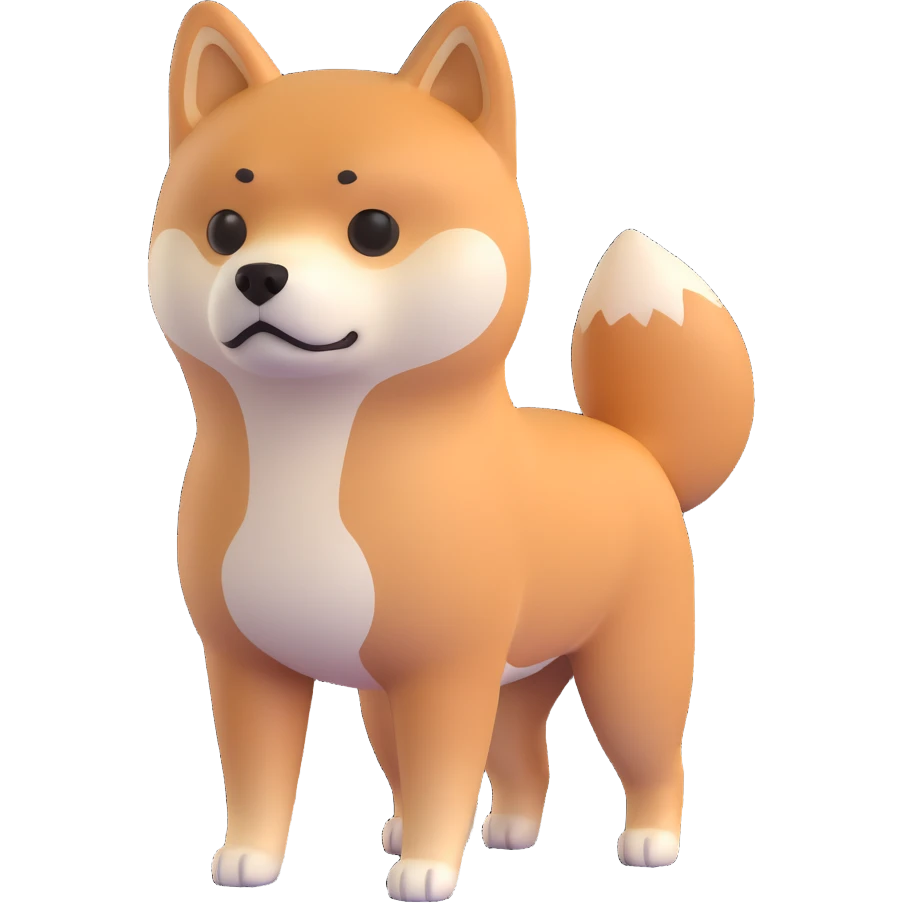 shiba inu standing, sad emoji