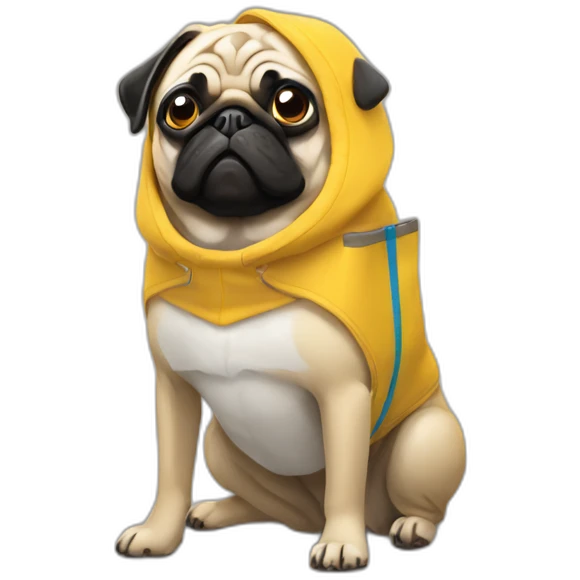 pug wearing bag with google keep colors emoji