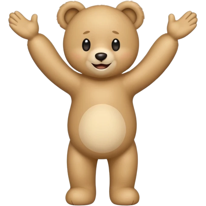 teddy bear standing on tiptoes, arms wide open as if for a hug, emoji style, text: 'so sweet of you.' emoji