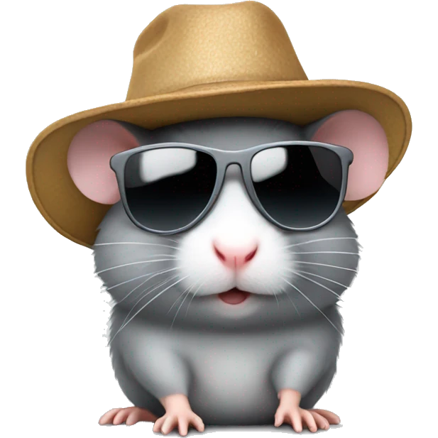 Grey Hamster with sunglasses and hat emoji
