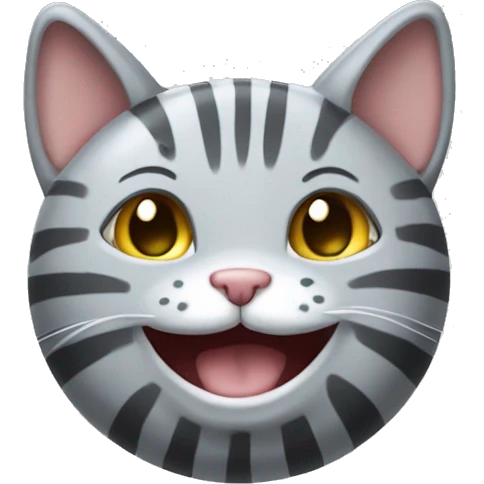 Smiling gray striped cat-shaped bubble emoji
