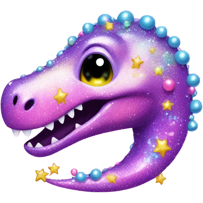 Lisa frank glitter pretty water dinosaur with pearls emoji